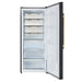Forno Maderno 28-Inch Convertible Freezer/Refrigerator in Black with Antique Brass Handle, 13.6 cu.ft. Right Swing