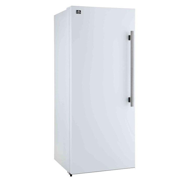 Forno Maderno 28-Inch Convertible Upright Freezer/Refrigerator in White with Antique Brass Handle, 13.6 cu.ft., Left Swing