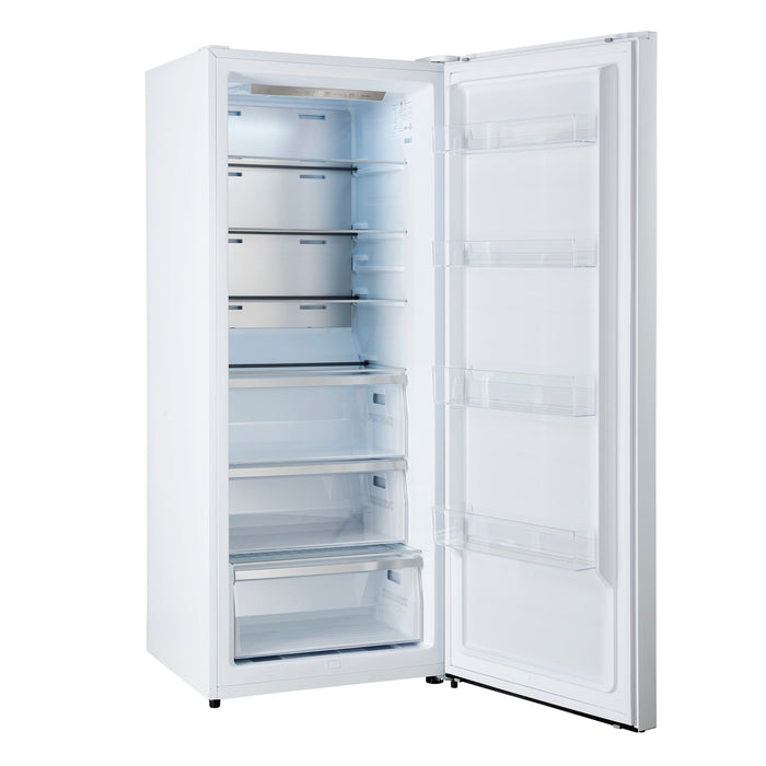 Forno Maderno 28-Inch Built-In Convertible Refrigerator in White with Antique Brass Handle, 13.6 cu.ft. Right Swing with Decorative Trim - 32-Inch Wide