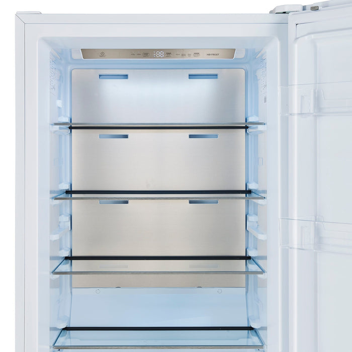 Forno Maderno 28-Inch Built-In Convertible Refrigerator in White with Antique Brass Handle, 13.6 cu.ft. Right Swing with Decorative Trim - 32-Inch Wide