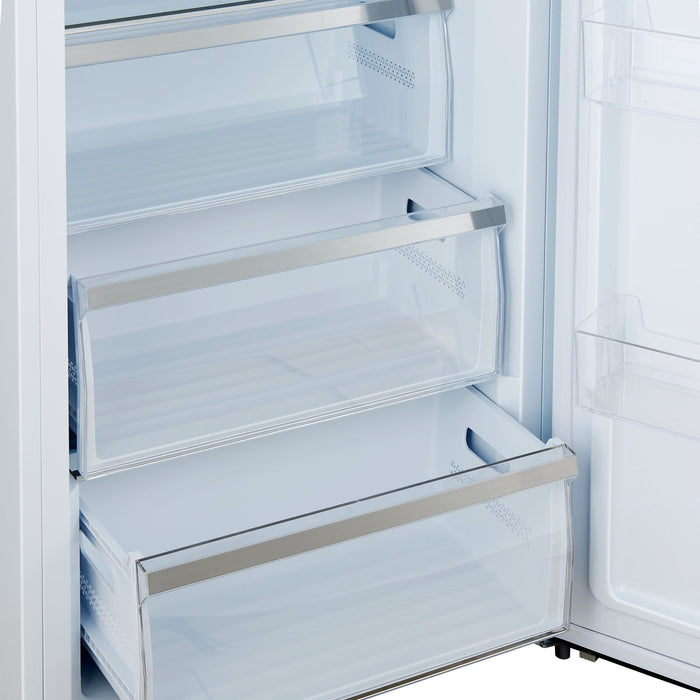 Forno Maderno 28-Inch Convertible Freezer/Refrigerator in White with Antique Brass Handle, 13.6 cu.ft. Right Swing