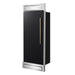 Forno Maderno 28-Inch Built-In Convertible Refrigerator in Black with Antique Brass, 13.6 cu.ft, Left Swing, Decorative Grill, ENERGY STAR Certified