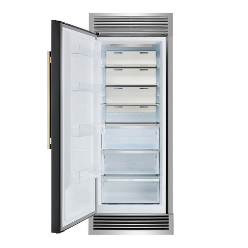 Forno Maderno 28" Built-In Convertible Refrigerator in Black, 13.6 cu.ft. Left Swing with Decorative Grill - 32" Wide