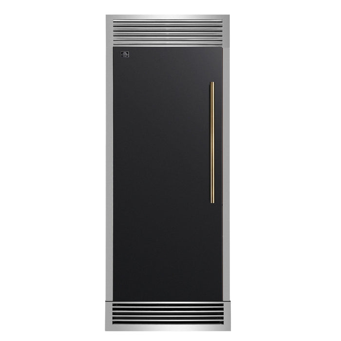 Forno Maderno 28" Built-In Convertible Refrigerator in Black, 13.6 cu.ft. Left Swing with Decorative Grill - 32" Wide