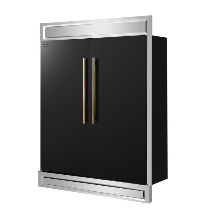 Forno Maderno 2-28-Inch Wide Convertible Refrigerator/Freezer in Black, Decorative Trim, 27.2 cu.ft, 84-Inch High, ENERGY STAR Certified