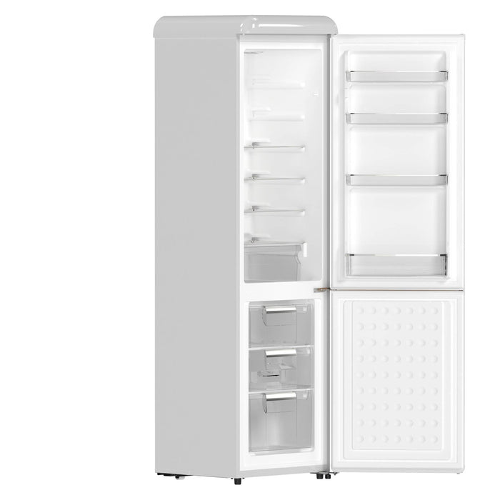 Forno Storico 22-Inch Retro bottom freezer Fridge in White, 9 cu.ft, copper-tone handle