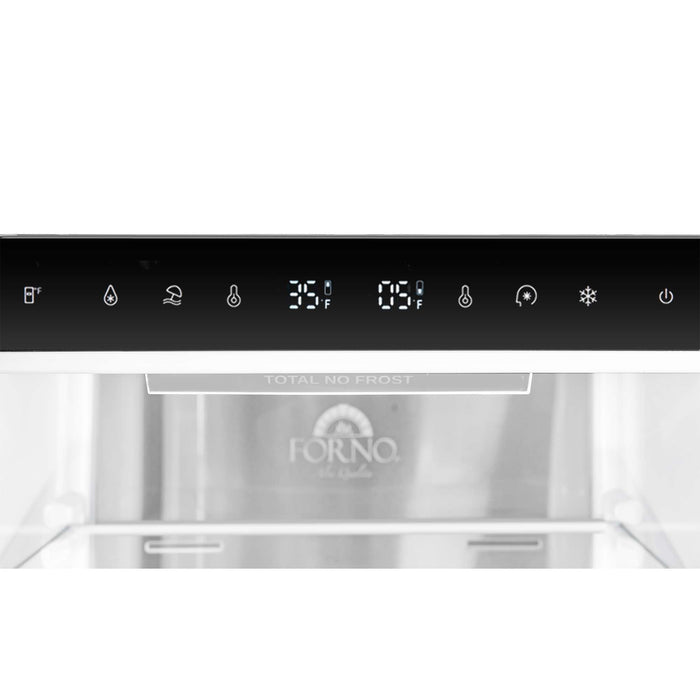 Forno 24inch Counter depth freestanding Bottom mount refrigerator with automatic ice, left swing door open,  Black color