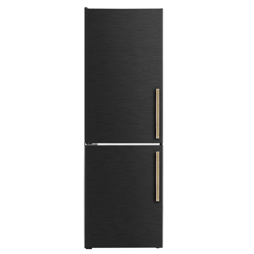 Forno 24inch Counter depth freestanding Bottom mount refrigerator with automatic ice, left swing door open,  Black color