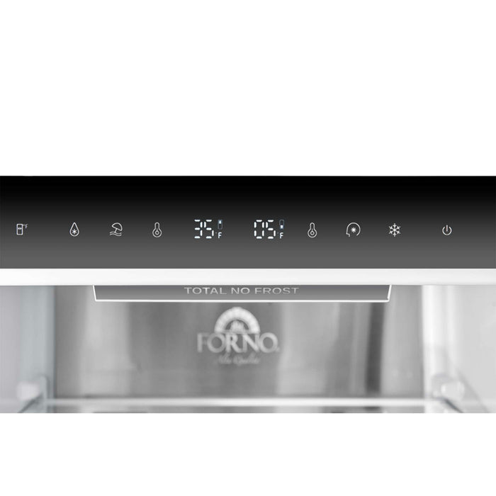 Forno 24inch Counter depth freestanding Bottom mount refrigerator, Right swing door open,  Black color