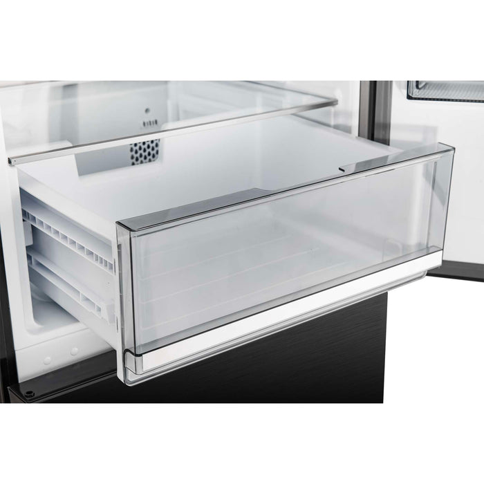 Forno 24inch Counter depth freestanding Bottom mount refrigerator, Right swing door open,  Black color