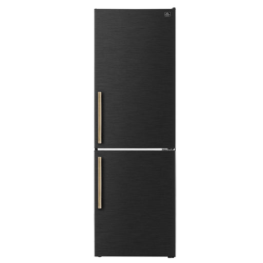 Forno 24inch Counter depth freestanding Bottom mount refrigerator, Right swing door open,  Black color