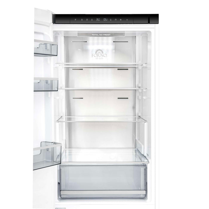 Forno 24inch Counter depth freestanding Bottom mount refrigerator with automatic ice, left swing door open,  White color