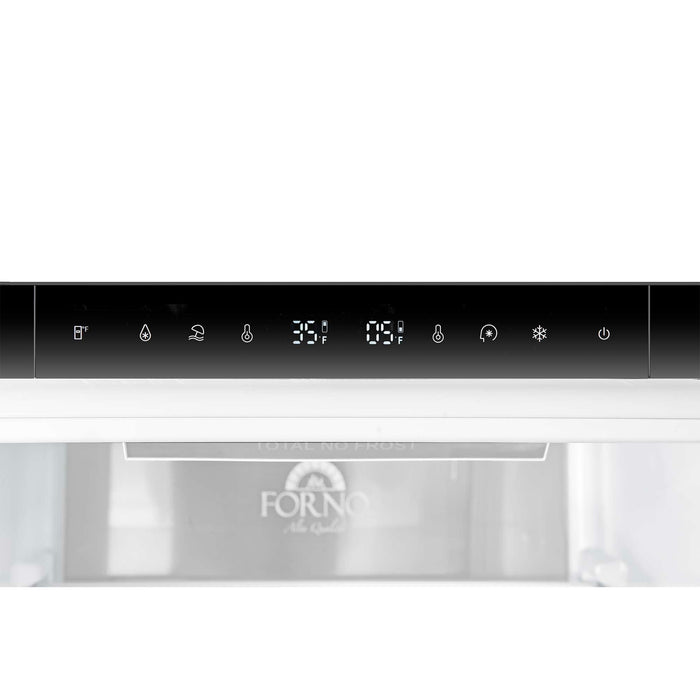 Forno 24inch Counter depth freestanding Bottom mount refrigerator with automatic ice, left swing door open,  White color