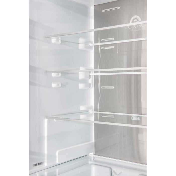 Forno 24inch Counter depth freestanding Bottom mount refrigerator with automatic ice, left swing door open,  White color