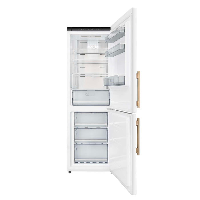Forno 24inch Counter depth freestanding Bottom mount refrigerator, Right swing door open,  White color