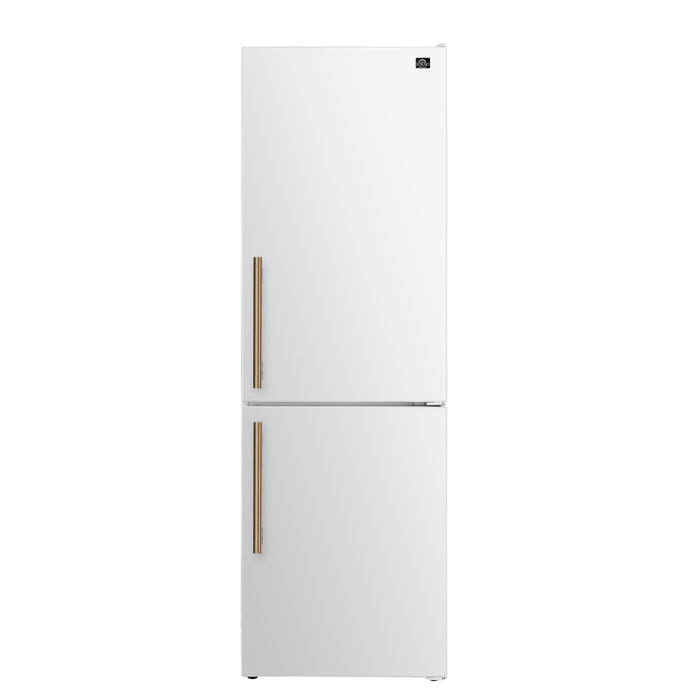 Forno 24inch Counter depth freestanding Bottom mount refrigerator, Right swing door open,  White color