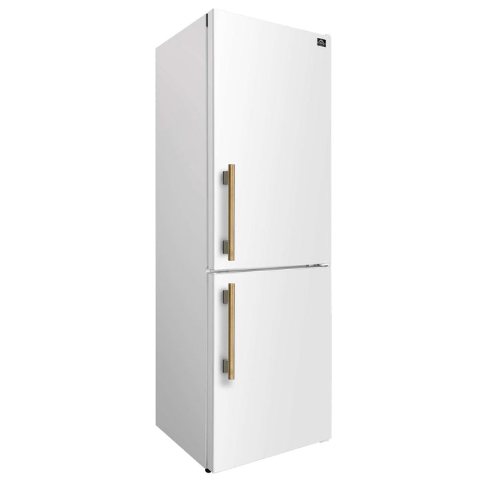 Forno 24inch Counter depth freestanding Bottom mount refrigerator, Right swing door open,  White color