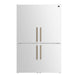 Custodia 48" Bottom Freezer combo, 20.6 cf., Ice Maker, Total No frost, White, Antique Brass handles