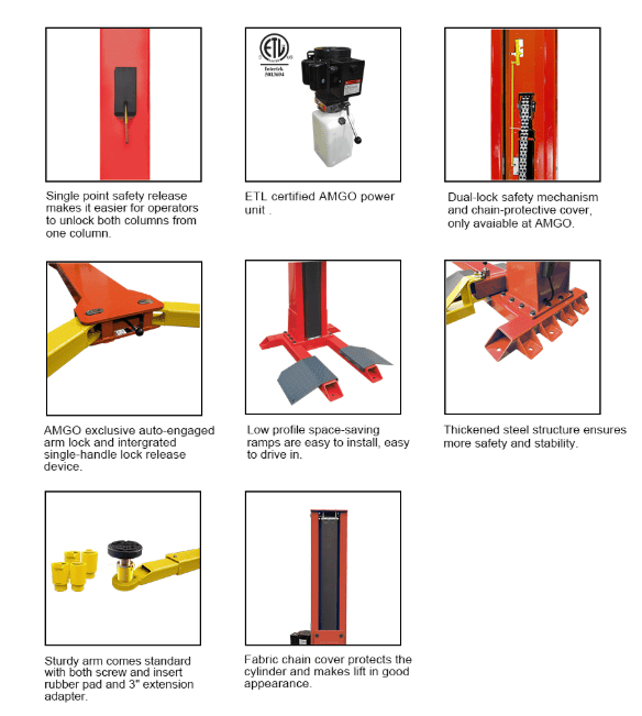 AMGO SL-7 Single Post Car Lift – 7,000 lb Capacity