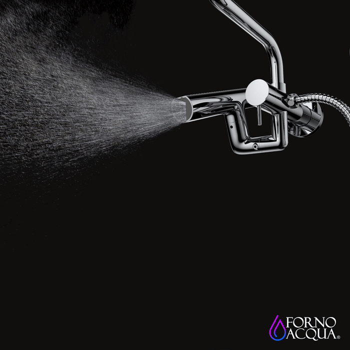 Forno Acqua AcquaFALL Mini Shower Head, Polished Stainless Steel Finish, Overhead Rainfall Shower, 7 Way Diverter, Handheld Shower Head, Body Jets, 1.8 GPM Flow Rate