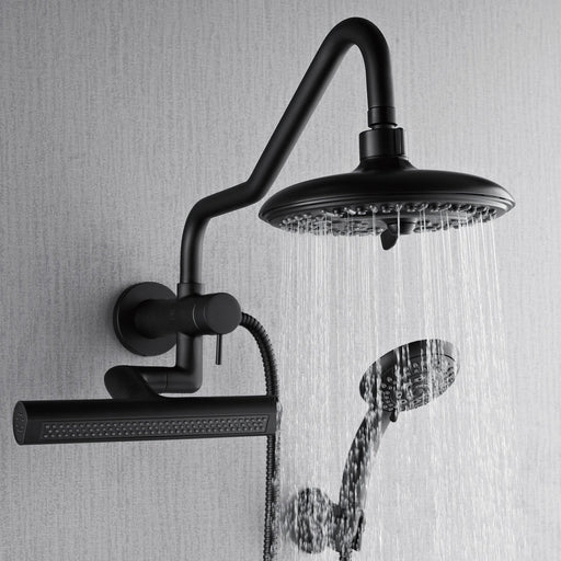 Forno Acqua AcquaFALL Mini 8 Inch Shower Head, Matte Black Finish, Overhead Rainfall Shower, Handheld Shower Head, Body Jets, 1.8 GPM Flow Rate