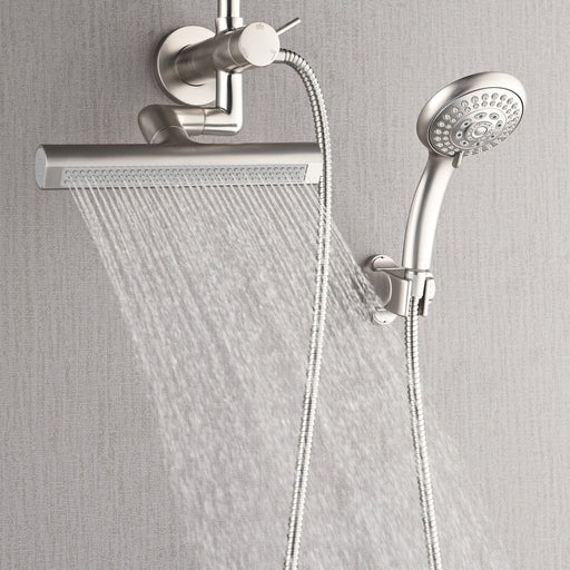 Forno Acqua AcquaFALL Mini 8 Inch Shower Head, Brushed Nickel Finish, Overhead Rainfall Shower, Handheld Shower Head, Body Jets, 2.5 GPM Flow Rate