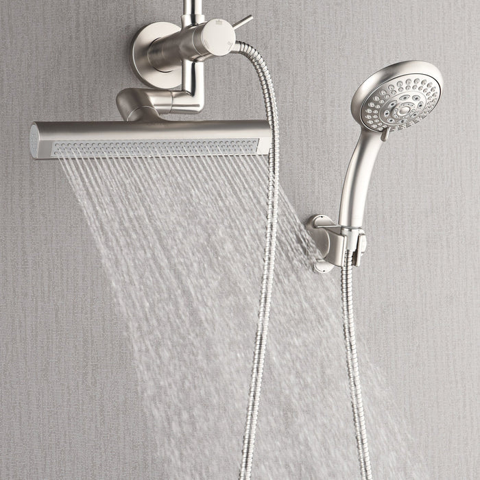 Forno Acqua AcquaFALL Mini 8 Inch Shower Head, Brushed Nickel Finish, Overhead Rainfall Shower, Handheld Shower Head, Body Jets, 2.5 GPM Flow Rate
