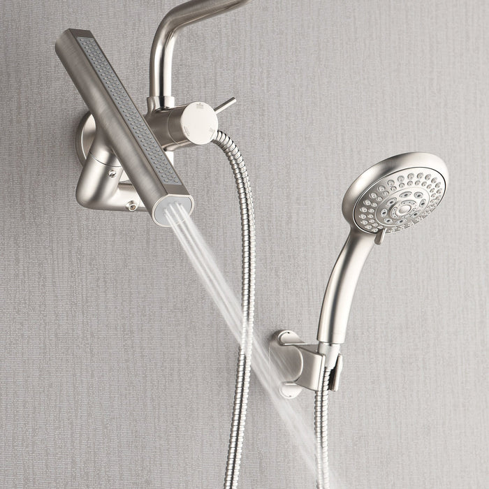 Forno Acqua AcquaFALL Mini 8 Inch Shower Head, Brushed Nickel Finish, Overhead Rainfall Shower, Handheld Shower Head, Body Jets, 1.8 GPM Flow Rate