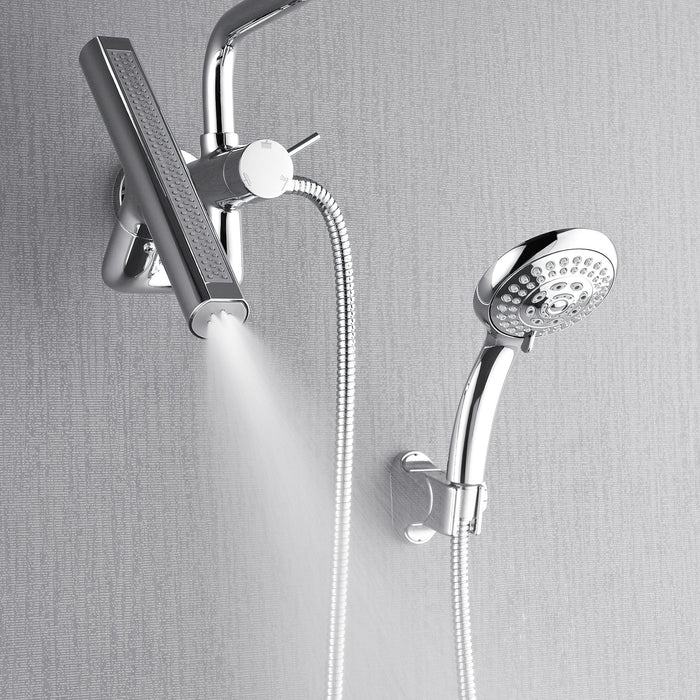 Forno Acqua AcquaFALL Mini 8 Inch Shower Head, Polished Stainless Steel Finish, Overhead Rainfall Shower, Handheld Shower Head, Body Jets, 2.5 GPM Flow Rate