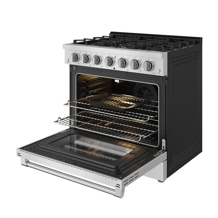 Thor Kitchen 36 Inch S Series Professional Freestanding Liquid Propane Range - right open
