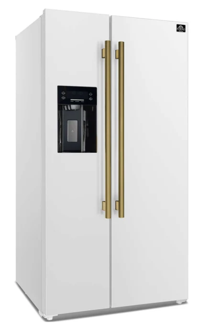 Forno Salerno Espresso 36-Inch White Side-by-Side Refrigerator, 20 Cu. Ft., Frost-Free, Ice & Water Dispenser, ENERGY STAR Certified