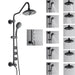 Forno Acqua AcquaSPA Retrofit Shower, Overhead Rainfall, 8 Inch Shower Head, Handheld Shower Head, Body Jets, 6 Way Diverter, Matte Black Finish, 2.5 GPM Flow Rate