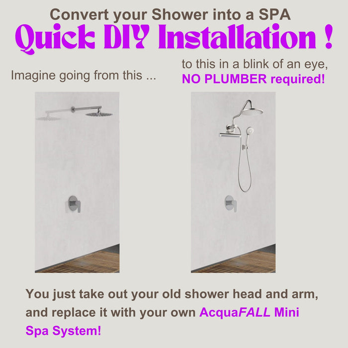 Forno Acqua AcquaFALL Mini Shower Head, Polished Stainless Steel Finish, Overhead Rainfall Shower, 7 Way Diverter, Handheld Shower Head, Body Jets, 2.5 GPM Flow Rate
