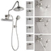 Forno Acqua AcquaFALL Mini 8 Inch Shower Head, Brushed Nickel Finish, Overhead Rainfall Shower, Handheld Shower Head, Body Jets, 2.5 GPM Flow Rate