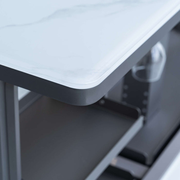 Elevato Smart Bar Table in White, 5.3 cu.ft fridge and freezer with Bluetooth control