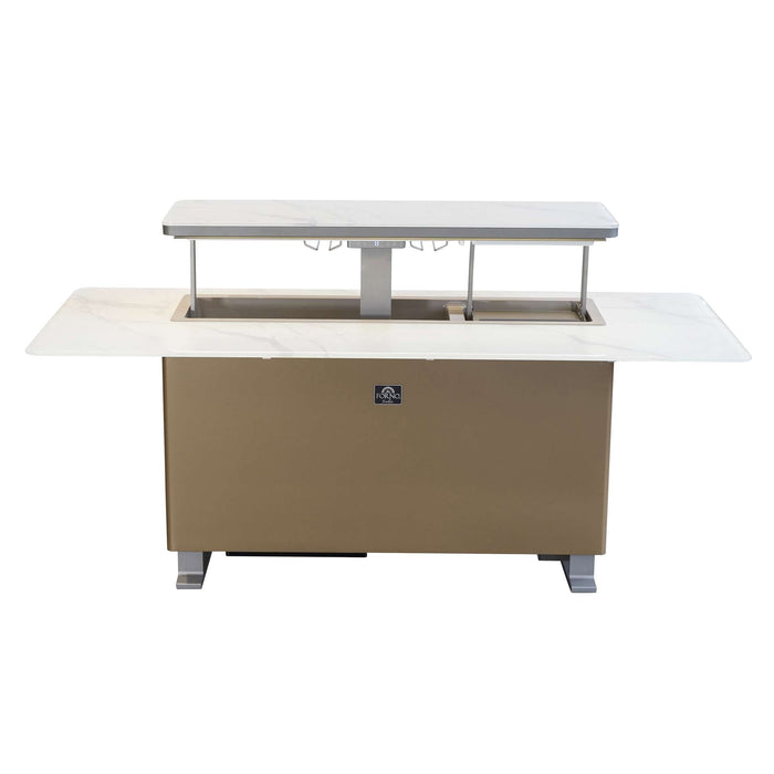 Elevato Smart Bar Table in White, 5.3 cu.ft fridge and freezer with Bluetooth control