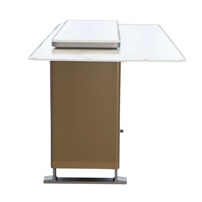 Elevato Smart Bar Table in White, 5.3 cu.ft fridge and freezer with Bluetooth control