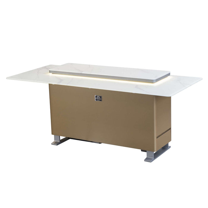 Elevato Smart Bar Table in White, 5.3 cu.ft fridge and freezer with Bluetooth control