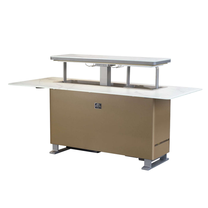 Elevato Smart Bar Table in White, 5.3 cu.ft fridge and freezer with Bluetooth control