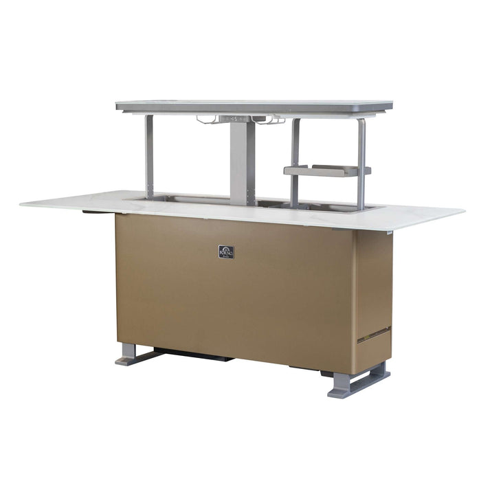 Elevato Smart Bar Table in White, 5.3 cu.ft fridge and freezer with Bluetooth control