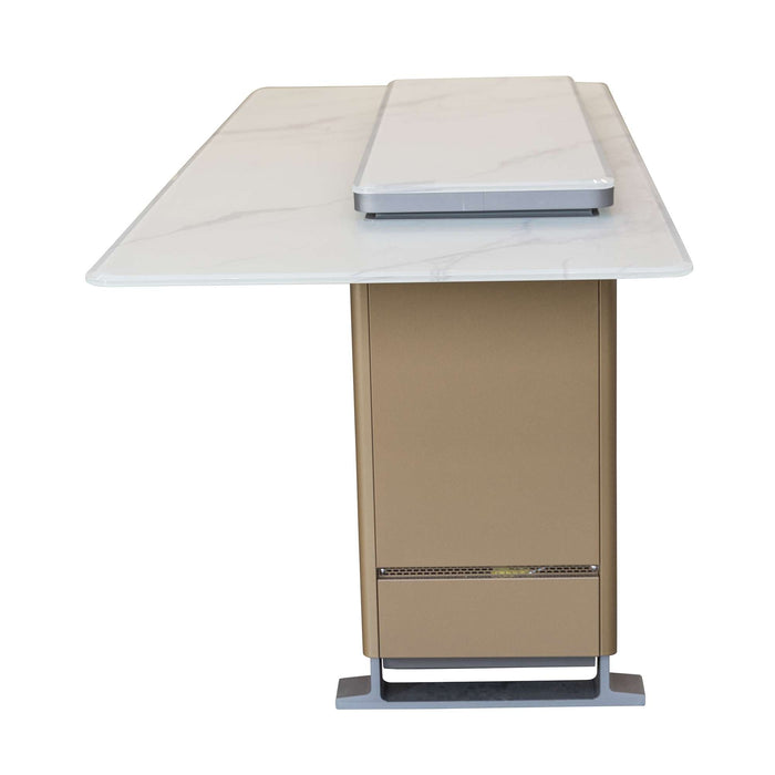Elevato Smart Bar Table in White, 5.3 cu.ft fridge and freezer with Bluetooth control