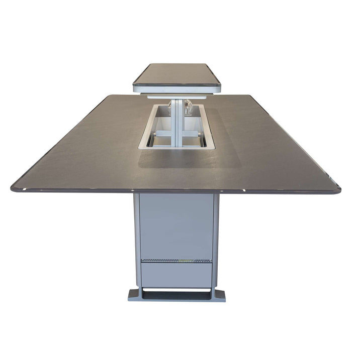 Cinetico Smart Dining Table in Black, 5.3 cu.ft fridge and freezer with Bluetooth control