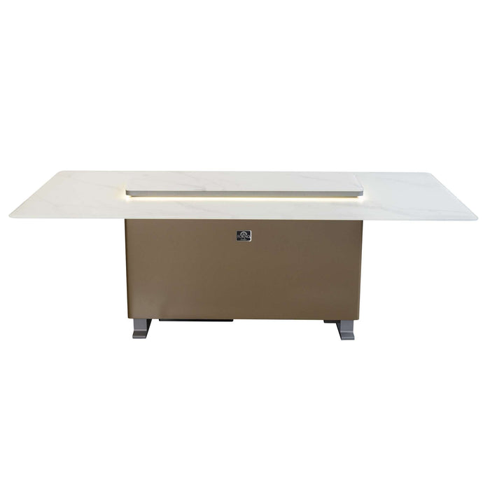 Cinetico Smart Dining Table in White, 5.3 cu.ft fridge and freezer with Bluetooth control