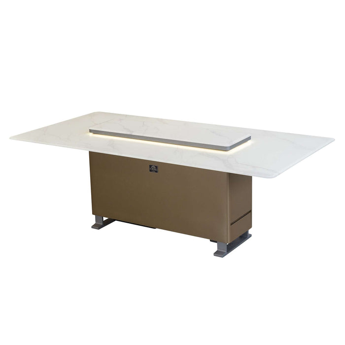 Cinetico Smart Dining Table in White, 5.3 cu.ft fridge and freezer with Bluetooth control