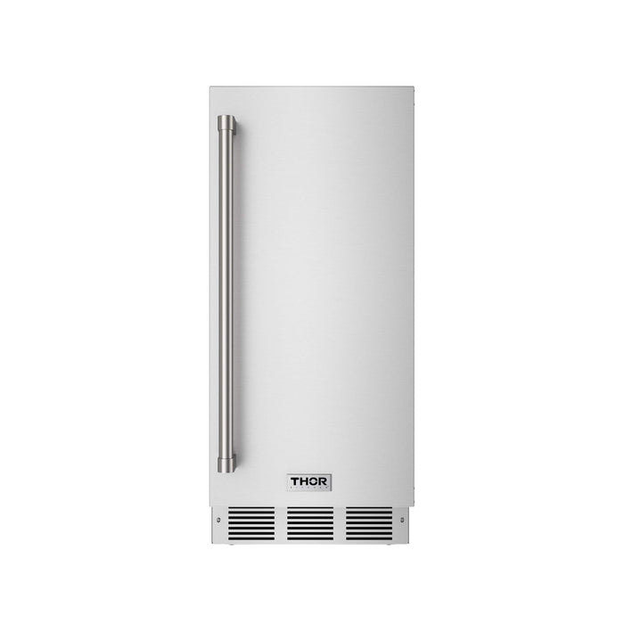 Thor Kitchen 15” Freestanding/Built-In Indoor & Outdoor Top Hat Cube Ice Maker with Water Filter and Reversible Door (TIM1502)