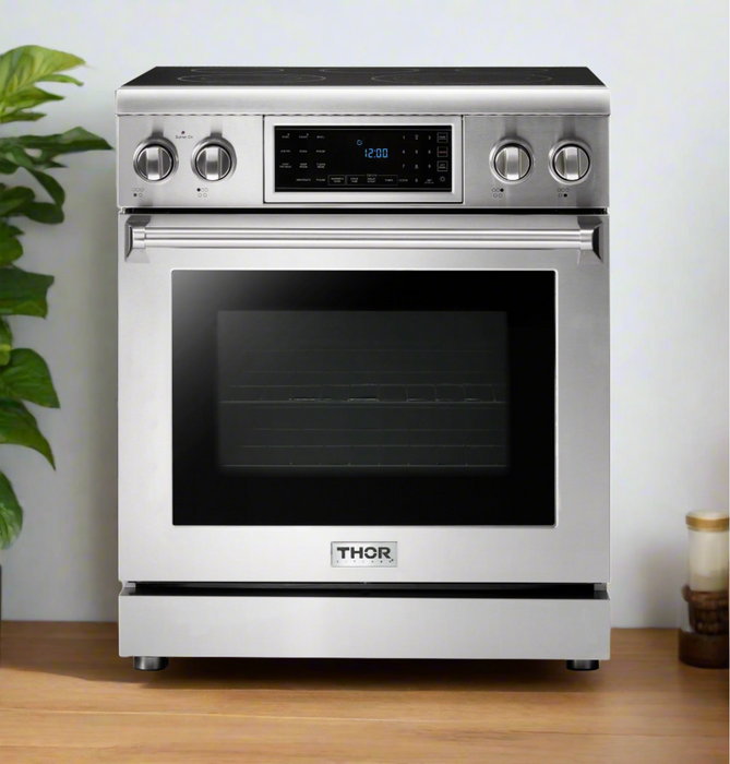 Thor Kitchen 30" Electric Range with 4.55 Cu. Ft. Self-Cleaning Oven, Air Fryer, and Tilt Panel in Stainless Steel (TRE3001)