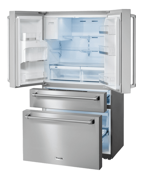 Thor Kitchen 36 in Professional French Door Refrigerator 21.6 cu ft Counter-Depth Stainless (TRF3601FD)