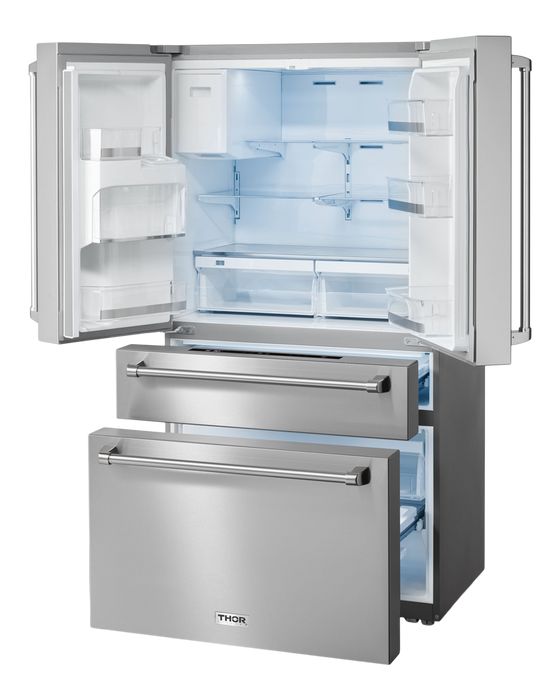 Thor Kitchen 36 in Professional French Door Refrigerator 21.6 cu ft Counter-Depth Stainless (TRF3601FD)
