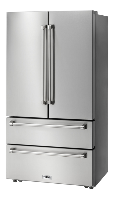 Thor Kitchen 36-Inch 22.5 cu. ft Freestanding French Door Refrigerator with Ice Maker in Stainless Steel (TRF3602)
