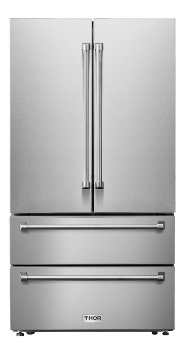 Thor Kitchen 36-Inch 22.5 cu. ft Freestanding French Door Refrigerator with Ice Maker in Stainless Steel (TRF3602)